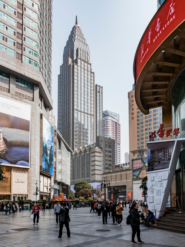 Jiefangbei district in Chongqing by day 