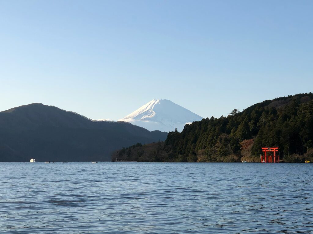 See view by sunny day in Hakone Japan
