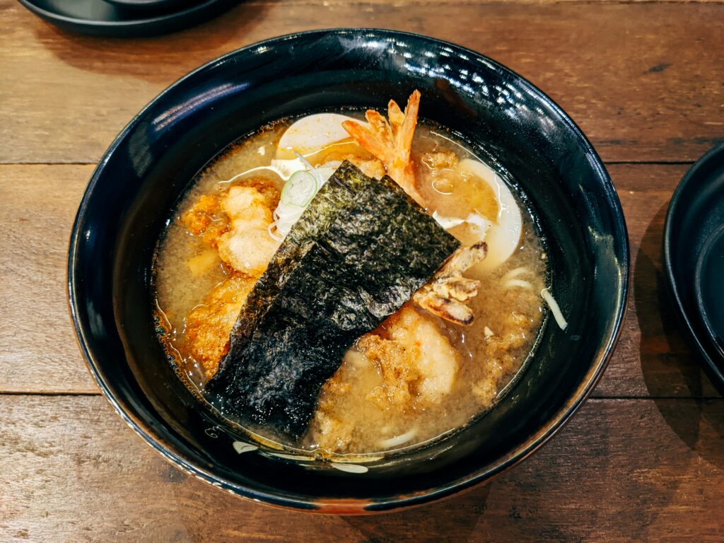 Close-up ramen with tonkatsu